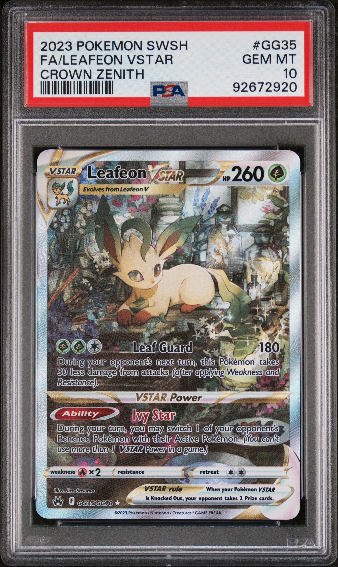 Leafeon VStar Full Art Crown Zenith PSA 10