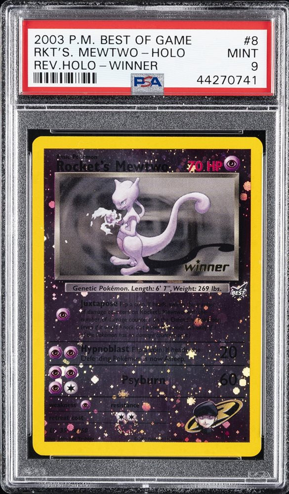 Rocket's Mewtwo Winner Stamped Best of Game PSA 9