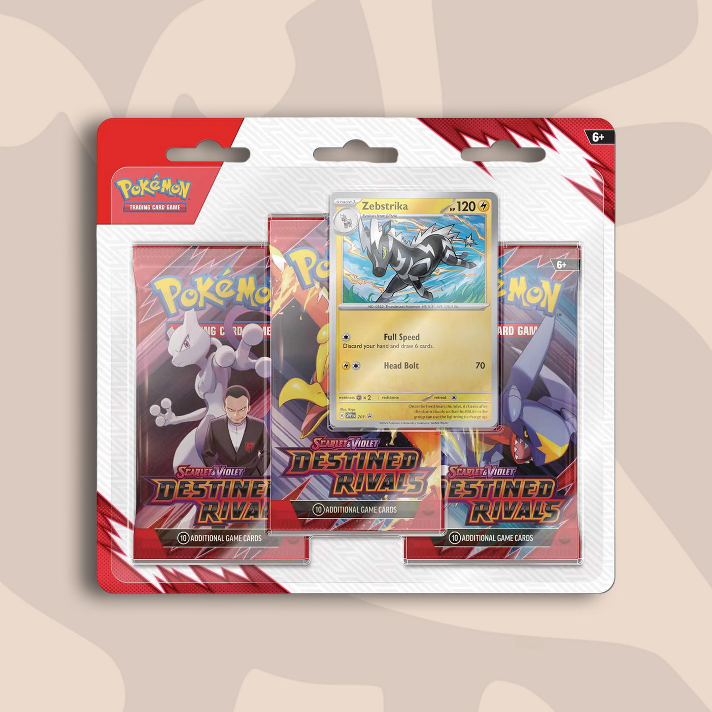 Pokémon Scarlet & Violet Destined Rivals Zebstrika 3 Pack Blister